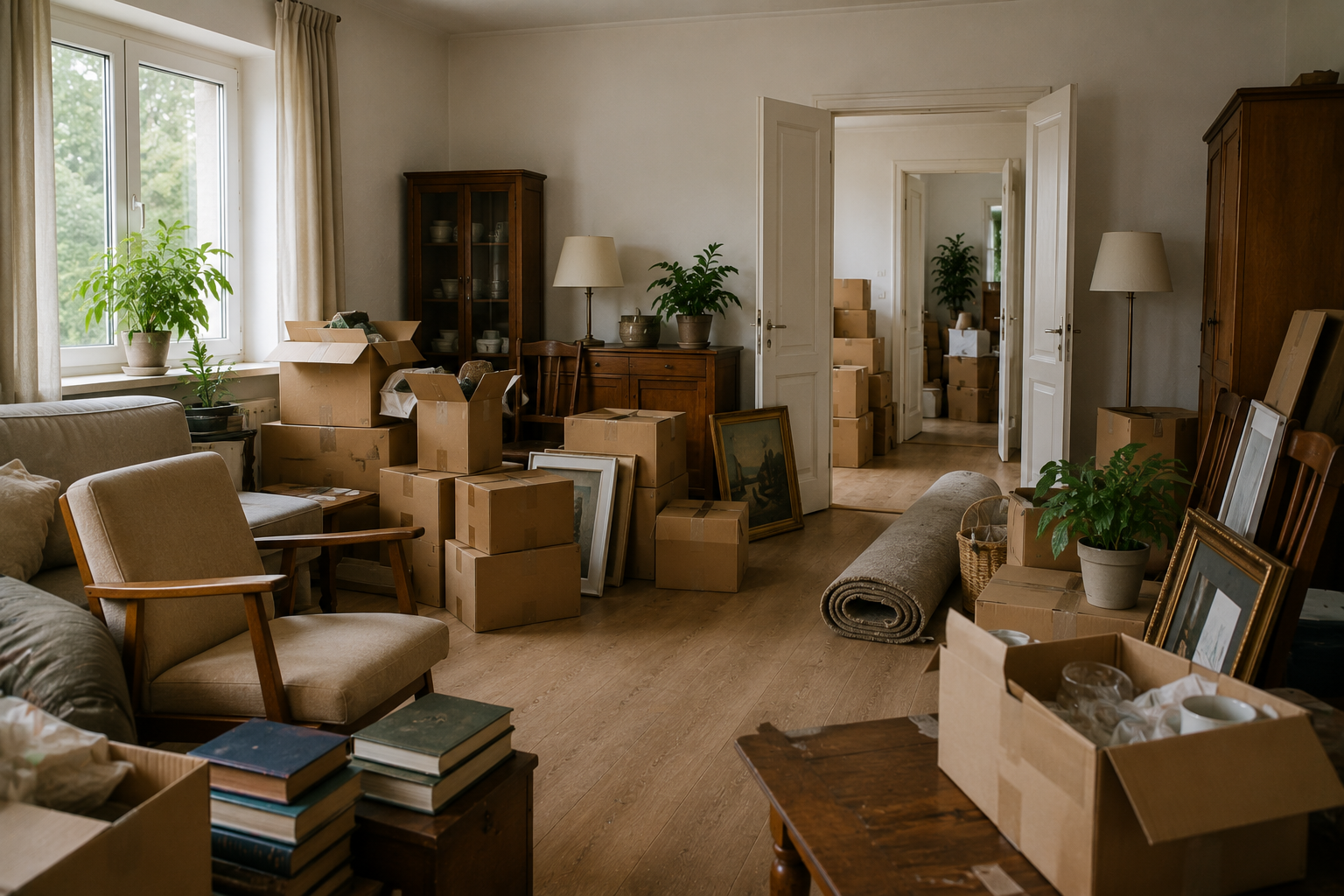 Vorbereiteter Wohnraum bei einer Haushaltsauflösung
