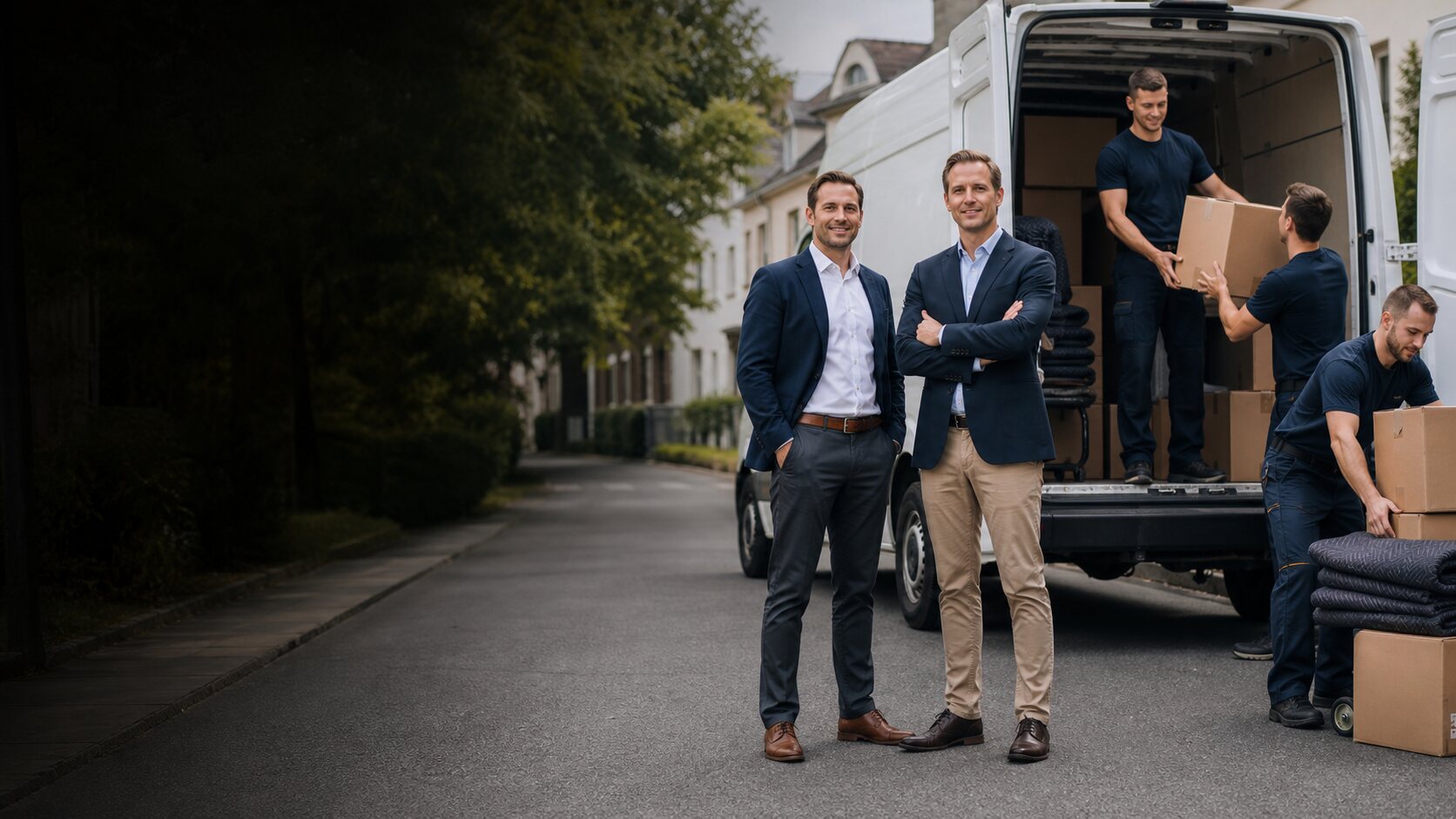 Das Team von TI Umzüge vor einem Transporter